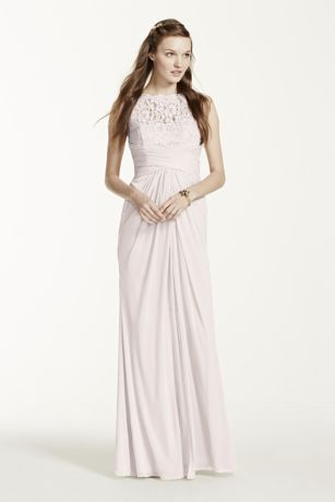 Sleeveless Long Mesh Dress with Corded 