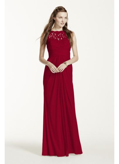 Sleeveless Long Mesh Dress with Corded Lace David s Bridal Sleeveless Long Mesh Dress with Corded Lace David s Bridal