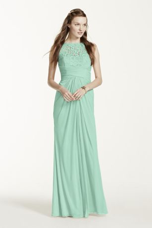 Picture of Sleeveless Long Mesh Dress with Corded Lace