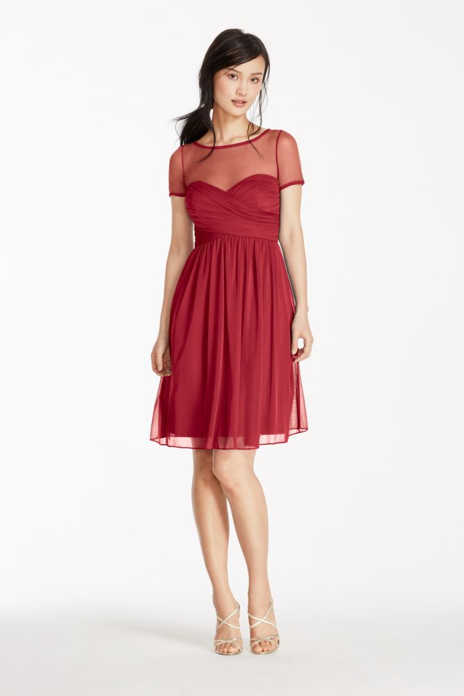 Pleated Bodice Short Sleeve Mesh Dress Style F15911 | eBay