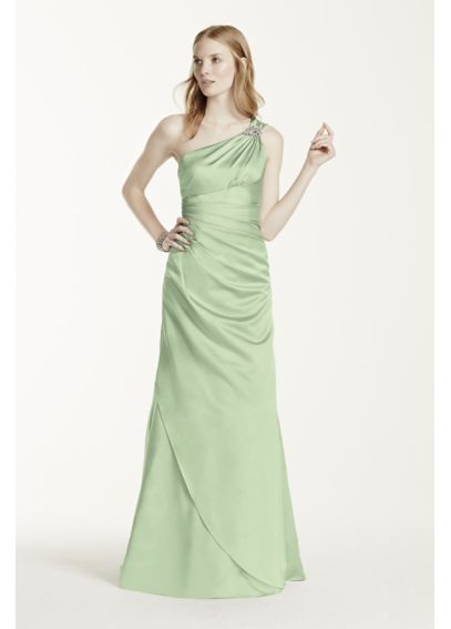 One Shoulder Bridesmaid Dress with Details - Davids Bridal