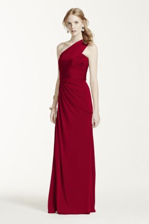 Long One Shoulder Jersey Gown | David's 