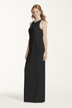 long black crepe dress