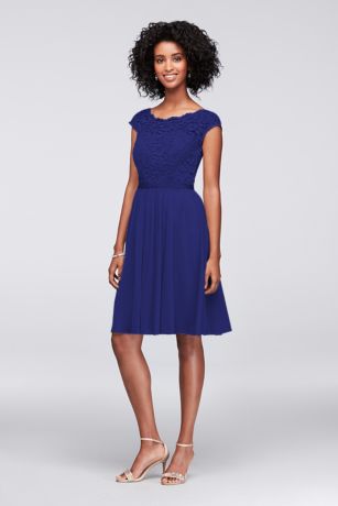 Cobalt Blue a Line Short Chiffon Dress