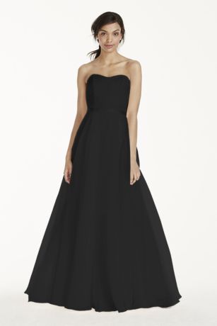 david's bridal black strapless dress