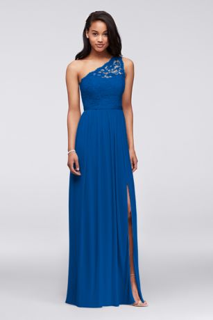 royal blue one shoulder bridesmaid dress