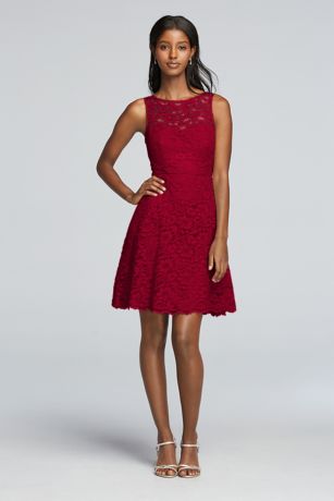 david's bridal wine lace bridesmaid dress