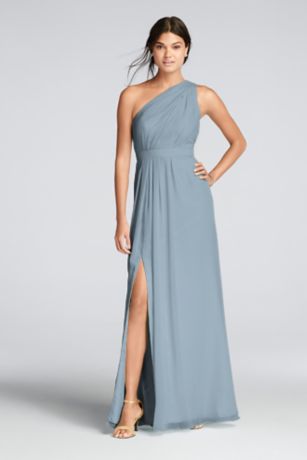 david's bridal dusty blue bridesmaid dress