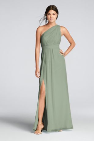 sage green one shoulder bridesmaid dresses