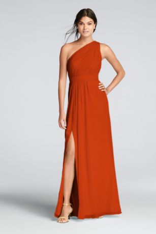 david's bridal burnt orange dress