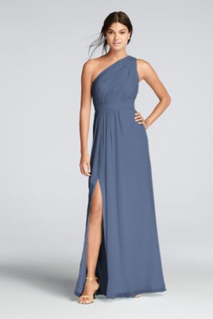 davids bridal steel blue dress