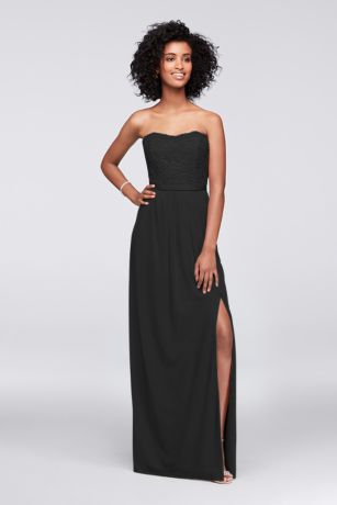 Picture of Lace and Mesh Long Strapless Dress