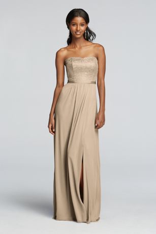 david's bridal gold bridesmaid dress