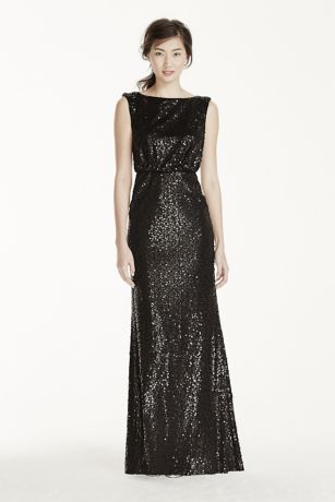 david's bridal rose gold sequin dress