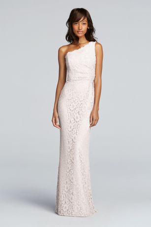 david's bridal one shoulder lace dress