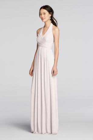 david's bridal halter bridesmaid dress