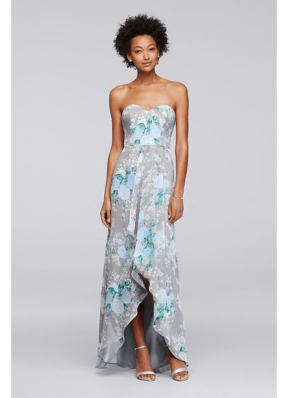 Long Floral Bridesmaid Dress with High Low Hem David s Long Floral Bridesmaid Dress with High Low Hem David s
