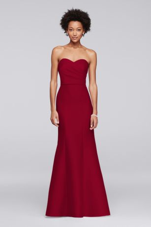 red strapless bridesmaids dresses