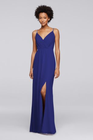 david's bridal navy blue long dress