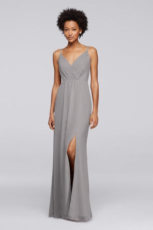 david's bridal grey bridesmaid dress