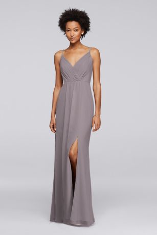 Picture of Long Bridesmaid Dress with Beaded Straps