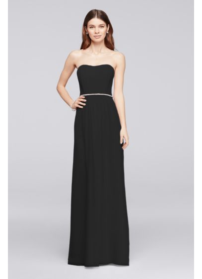 Long Bridesmaid Dress with Beaded Belt David s Bridal Long Bridesmaid Dress with Beaded Belt David s Bridal