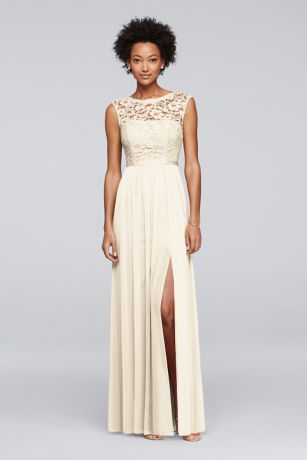 Soft & Flowy;Structured David's Bridal Long Bridesmaid Dress