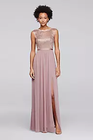 Celebrate DB Studio Lace Bridesmaid Dress with Long Mesh Skirt