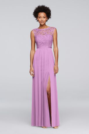 david's bridal lace top bridesmaid dress