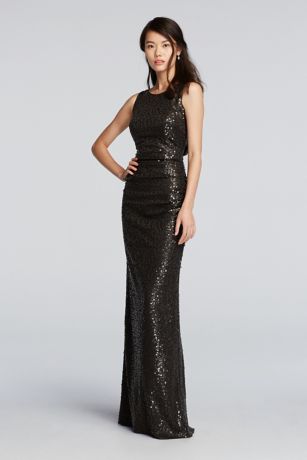 david's bridal rose gold sequin dress