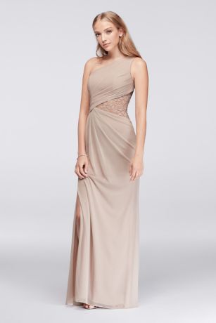 Picture of One-Shoulder Mesh Dress with Lace Inset