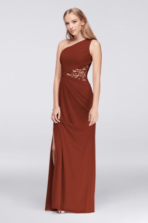 Picture of One-Shoulder Mesh Dress with Lace Inset