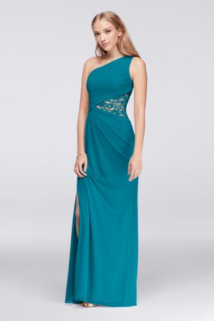 Picture of One-Shoulder Mesh Dress with Lace Inset