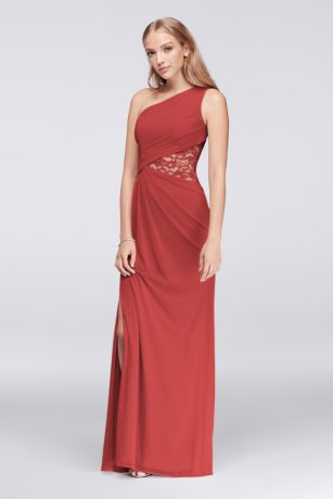 Picture of One-Shoulder Mesh Dress with Lace Inset