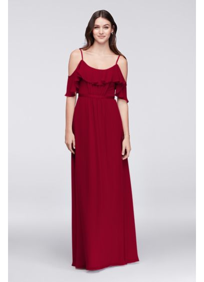 Cold Shoulder Crinkle Chiffon Bridesmaid Dress David s Cold Shoulder Crinkle Chiffon Bridesmaid Dress David s
