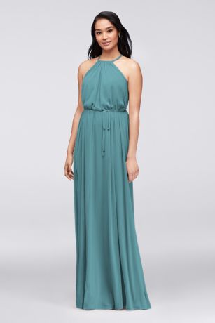 david's bridal teal blue dress