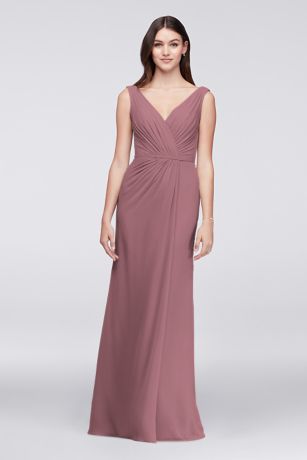 Picture of Faux-Wrap Pleated Chiffon Bridesmaid Dress