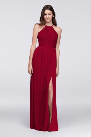 david's bridal wine lace bridesmaid dress