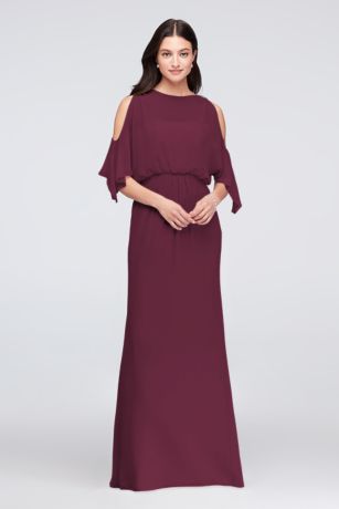 Picture of Cold-Shoulder Blouson Chiffon Bridesmaid Dress
