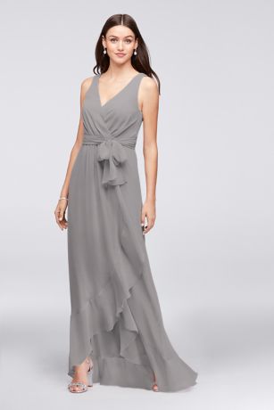 grey wrap bridesmaid dress