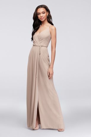 david's bridal biscotti bridesmaid dress