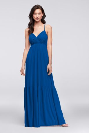 Picture of Surplice Mesh Bridesmaid Dress with Peasant Skirt