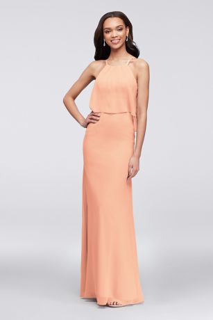 david's bridal peach bridesmaid dresses