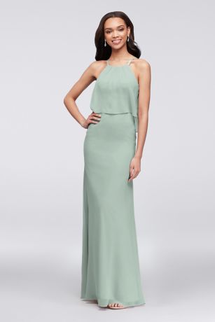 sage green bridesmaid dress long