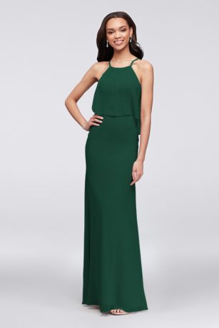 Picture of Flounced Crinkle Chiffon Sheath Bridesmaid Dress