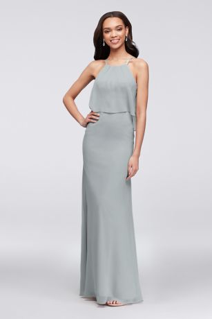 david's bridal silver bridesmaid dresses