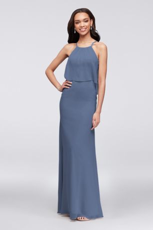 steel blue dress david's bridal