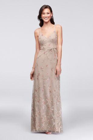 embroidered floral bridesmaid dress