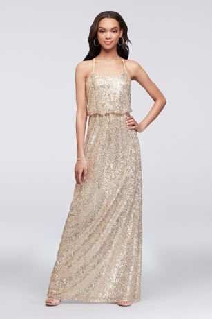 david's bridal gold prom dress