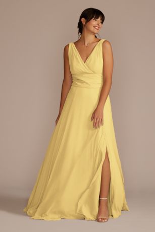 Picture of Long Chiffon Surplice Tank Bridesmaid Dress
